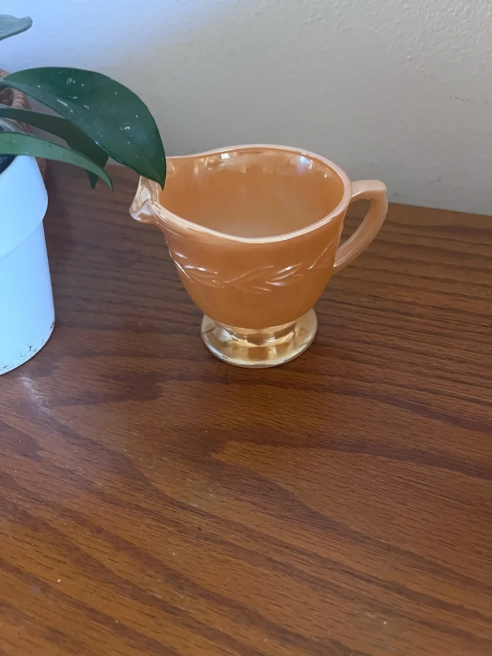 Vintage Fire king ware Peach Glass Creamer Pitcher
